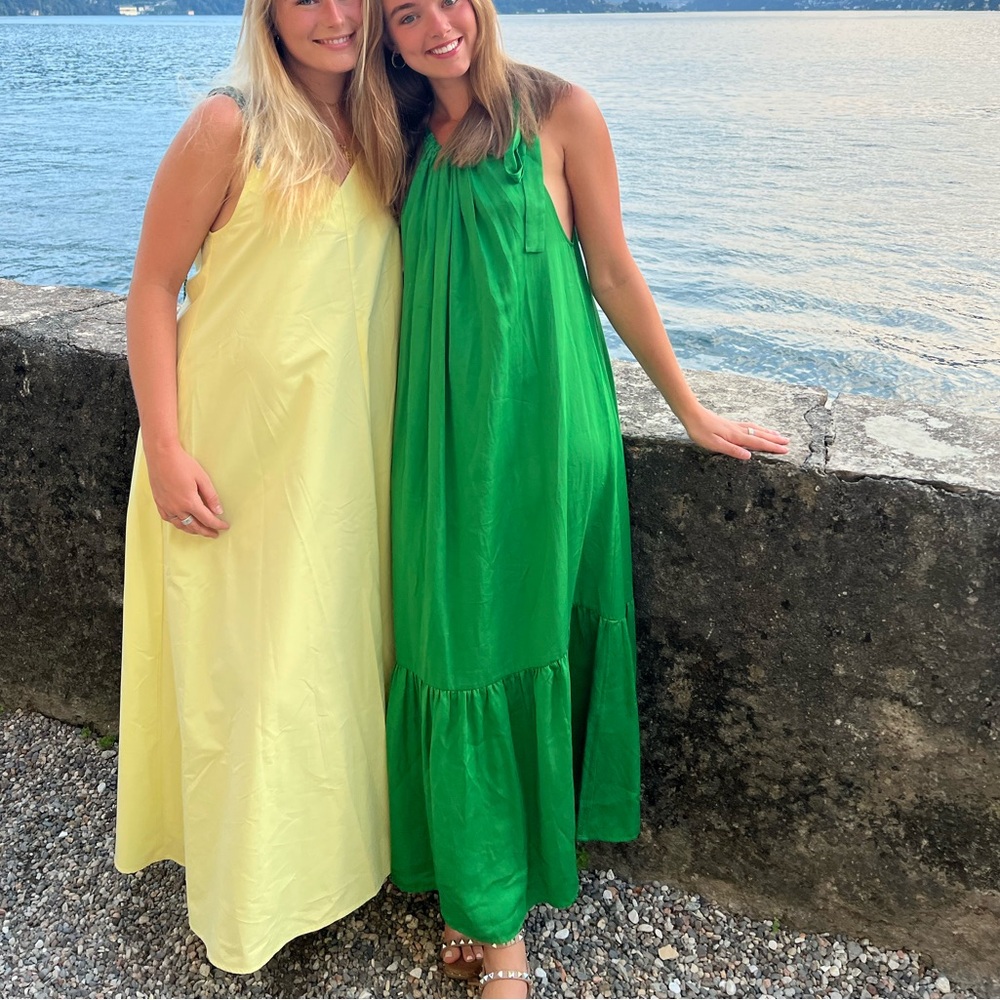 & Other Stories Green Pleated Maxi Dress